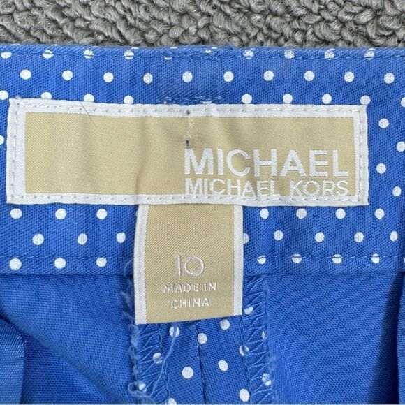 Michael Michael Kors Polkadot Crop Chino Pants Blue White 10 Cotton Twill - Picture 11 of 15